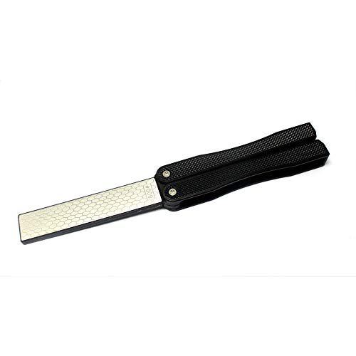 Oudtinx 400/600 Grit Pocket Knife Sharpener Folding Diamond Knife Sharpener Double-Sided Sharpening Stone For Outdoor Camping Garden Kitchen (Black) (Foldable) #TOP4