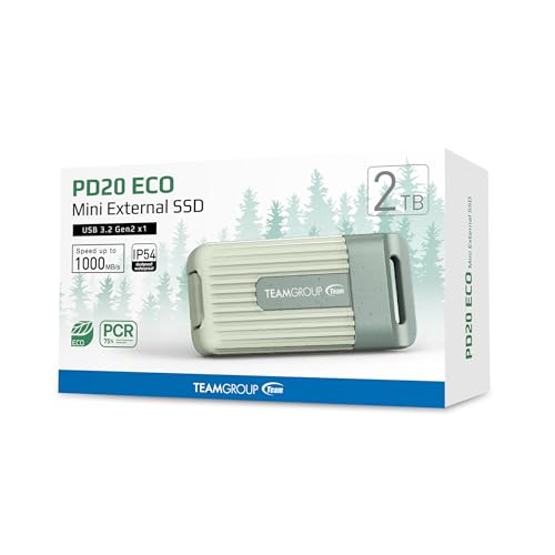 Image of TEAMGROUP PD20 ECO 2TB Portable External Solid State Drive SSD Read up to 1000MB /s USB 3.2 Gen2x1 Type-C Waterproof Dustproof IP54 TPSEG4002T0C102