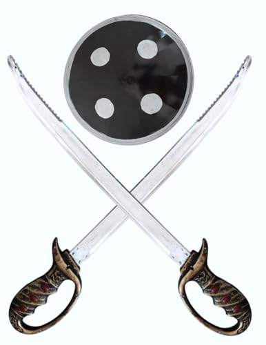 Image of BookMyCostume Plastic Sword & Shield Talwar Dhal Plastic Costume Accessory Set Free Size Black /Silver