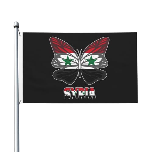 YOMCONECT Butterfly Syria syrian Flag Double-Sided Flags 3x5FT Vibrant Colors Long-Lasting Symbolism -  ew3rb-676289089-wq4ct