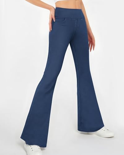 CLOZOZ Flared Jeans for Women High Waisted Stretchy Pull On Bell Bottom Flare Leggings with Pockets3