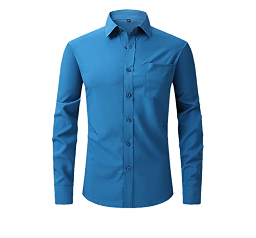 Chemise extensible homme coupe régulière à manches longues Rfmfkkg boutonnée bleu saxon taille S