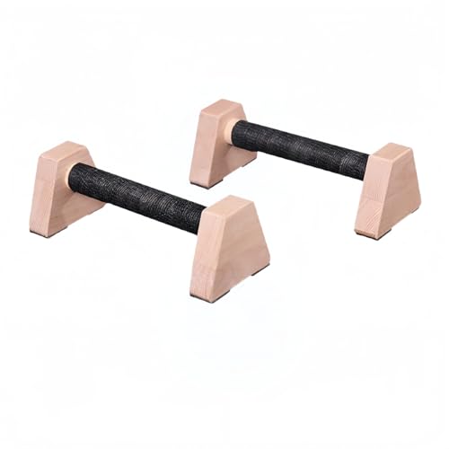 プッシュアップバー 2個セット・約20cm/30cm・木製ハンドル | 滑り止めベース・人間工学グリップ | 自重トレーニング/カリステニクス/腕立て伏せ/ディップス対応・家庭用/屋外用 (20cm)