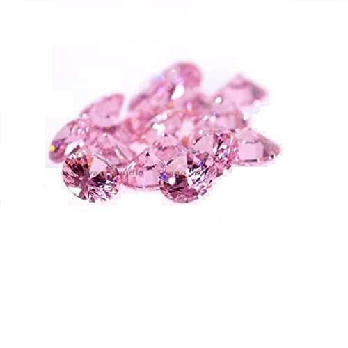 Zircones cubiques ronds roses de 8 mm à 15 mm pour création de bijoux | Lot de 5