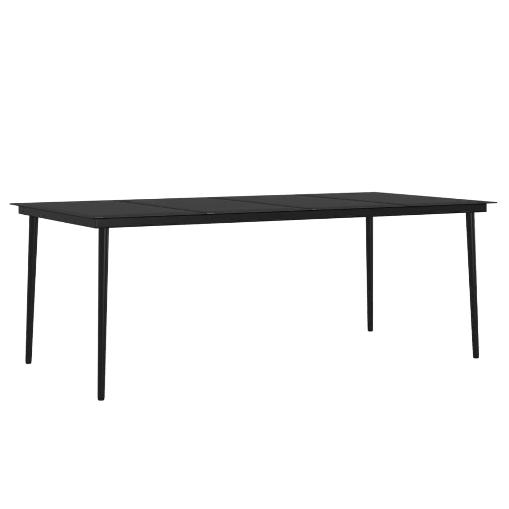Set da pranzo da giardino in rattan sintetico, 7 pezzi, beige e nero, con 6 sedie e tavolo in vetro, per terrazza, balcone, giardino, cuscini inclusi