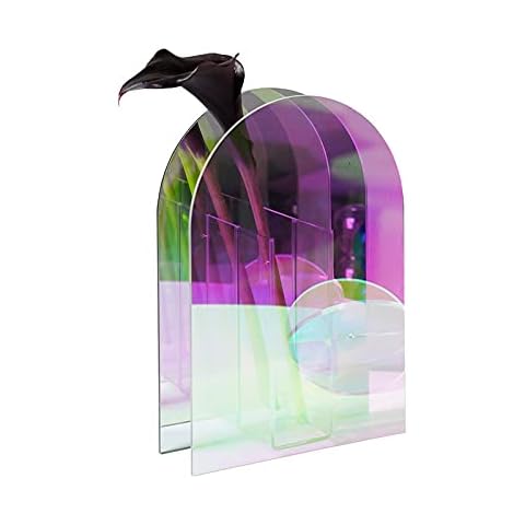 Poitemsic Rainbow Acrylic Art Vases Stem Bud Vases Minimalist Clear Vase Floral Container for Home Desktop Decorations Cover