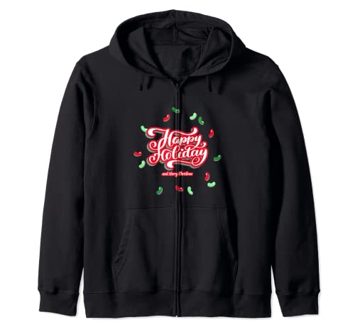 Happy Holiday And Merry Christmas Quote Festive Greetings Sudadera con Capucha