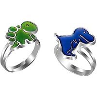 BelleVive 2 piezas de set de anillos de humor de dinosaurio,