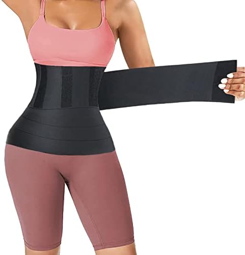 DASDSA Waist Trainer for Women,Snatch Bandage Wrap Waist Trainer, Waist Band Wrap for Stormach,Adjustable Invisible Postpartum Tummy Wrap Waist Trainer for Women Black