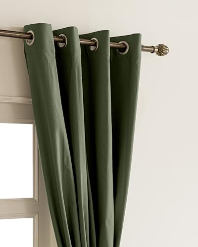 Image of THE LINEN COMPANY Cotton Room Darkening, Light Blocking Curtain 7.5 feet with Eyelet Rings 2 Pcs Set for Living Room, Dining Hall, Hotel, Farm House, (4.5 ft x 7.5 ft, Olive Green)