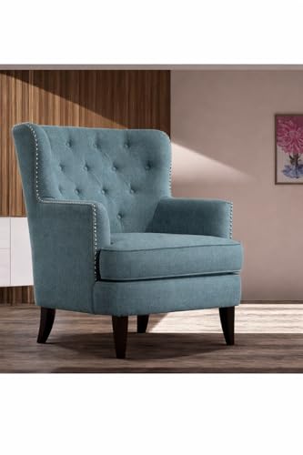 Image of Castora Upholstered Accent Chair for Living Room and Offices (Dark Green)