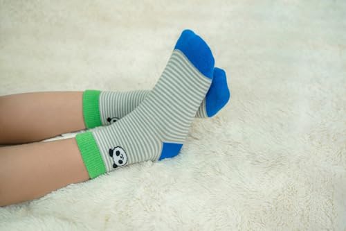RATIVE Non Skid Anti Slip Cotton Crew Baby Babies Toddler Toddlers Socks for Boy Boys 2T 3T 2T-3T 12-24 12-18 Months With Grip Grippers (1-3T,12-pairs/RB-71317)