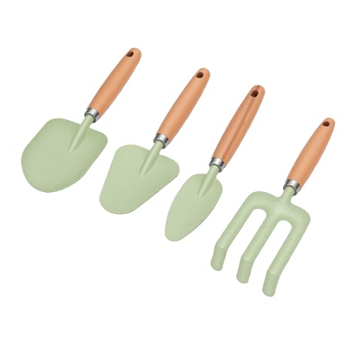 Onythral Other Gardening Tools 4 Pack Hand Rake Shovel Spade 7 Inch Wooden Handle with Hanging Hole for Sandbox Beach Backyard Play, Iron Heads for Toddlers Ages 3-8 Kids Gardening Tools, (Green) - Image 4