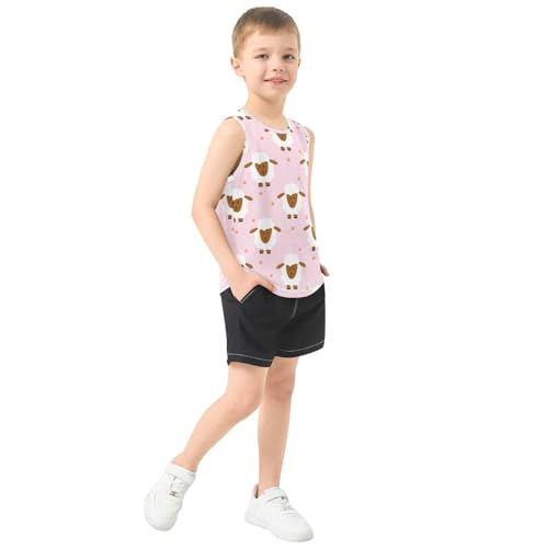 J JOYSAY Cartoon Sheep Grass Boys Tank Top Sleeveless Muscle Shirts Quick Dry Kids T-Shirts 3-15T4