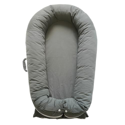 Image of Deluxe Infant Lounger, Baby Nest Cover for Baby Girls & Boys, Newborn Essentials for Baby 0-12 Months, 100% Cotton(Gray)
