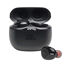 Black earbuds in a black case.