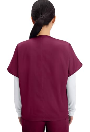 Image of Cherokee Scrubs for Women and Men Unisex V-Neck Tunic Nursing Scrub Top with Chest Pocket, Tuckable Durable Fabric - 4777 | 1 Chest Pocket For Essentials, Traditional Fit, Durable Construction, Comfortable Knit Details, Easy Care, Tuckable Style