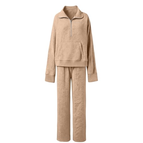 Womens Sweatsuits 2 Piece Set Zip Up Mock Neck Sweatshirt Fall Matching Set - image 2