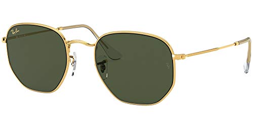 Image of Ray-Ban Men-Women Wrap-Around Sunglasses Gold Frame Green Lens Medium