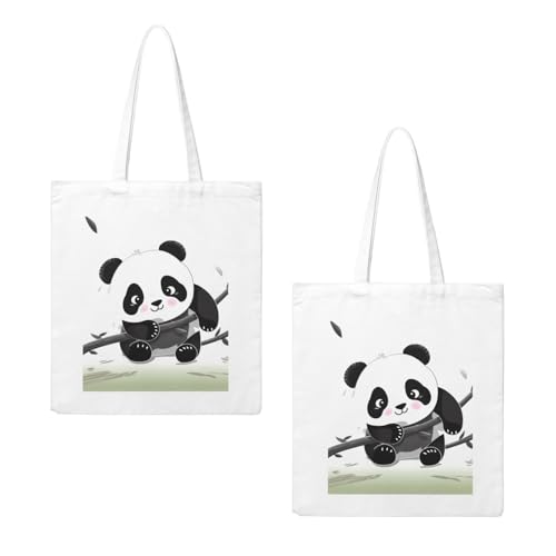 Cute Pandas Large Canvas Tote Bag Cute Travel Shoulder Bag Reusable Washable Shopping Grocery Bags For Women Men2