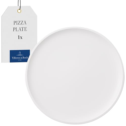 Villeroy & Boch – Artesano Original Pizza Plate, large premium porcelain plate with a raised rim in white, dishwasher safe, 32 cm
