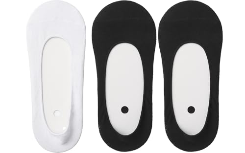No Show Socks for Womens Low Cut Liner Socks Invisible Hidden Thin for Loafers, Black White 3 Pairs