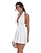 BEAGIMEG Women's Sexy Bodycon Sleeveless Halter Tie up Back Backless Deep V A-line Club Party Mini Dress White