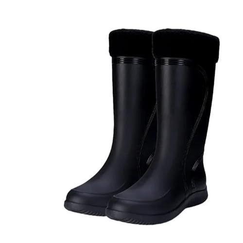 LXHZSY Botas de Agua Hombre Botas de lluvia for hombre, zapatos agua tubo largo, antideslizantes, impermeables, seguridad, plataforma trabajo, algodón, caña alta, for exteriores(Black 2,39)