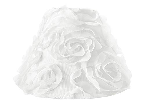 Image of Sweet Jojo Designs White Floral Rose Lamp Shade - Solid Flower Luxurious Elegant Princess Vintage Boho Shabby Chic Luxury Glam High End Roses