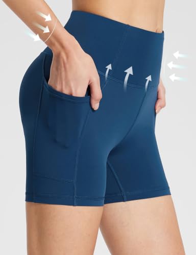 Image of baleaf Women's High Waist Biker Shorts with 3 Pockets