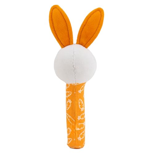 Image of Mirada Soft Plush Bunny Rattle Toy for Babies - 18cm Squeeze Handle with Squeaky Sound | Cute Toddler Toy for Early Skill & Sensory Development - 18cm
