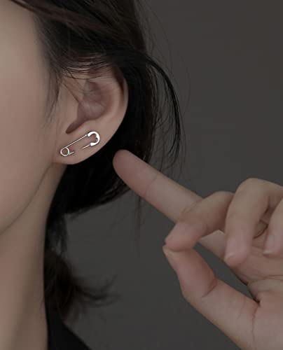 SLUYNZ 925 Sterling Silver Safety Pin Stud Earrings for Women Teens Paper Clip Earrings Punk Earrings Cute Stud Earrings2