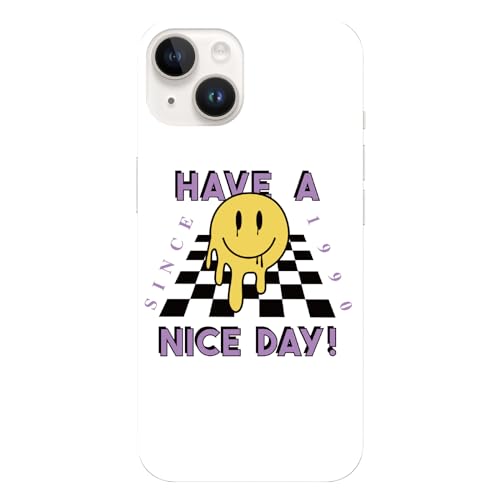 Ruuu iPhone 17 対応 ハードケース スマートフォン iPhoneケース カバー スマイリー フェイス type A ニコちゃん スマイル マーク キャラクター ホワイト おもしろ 面白い かわいい ペア カップル アイフォン17 おしゃれ 可