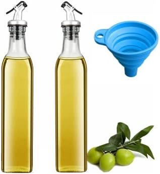- Kettlekane 500 ml Glass Oil Dispenser Bottle with Silicon Funnel, Leak-Proof Cork, Oil Bottle (2 pcs Oil Bottle + 1 pc Silicon Funnel)