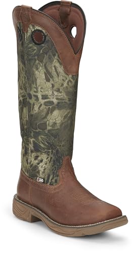 Justin Rush Strike 17' Snake Resisting Durable Work Boots for Men - Stampede Collection - Slip-Resistant, Square Toe Rubber Outsole, Russet - 8.5 D