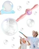 Magic Bubble Wand, Fog Bubble Machine with Elastic Bubble Fog Wand, Rechargeable Magic Smoke Bubble Maker with Colorful Lights & Music, Mist Bubble Machine for Parties Outdoor Interactive Fun (W)