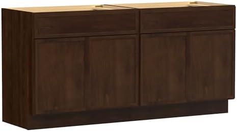 Vanity Art 78 Inch Bathroom Vanity Base Cabinet Double Sink Top (Without Sink), Soft Closing Door, Storage Unassembled Cabinet, Brown, 2ea 39 Inch Cabinet Combo