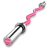 E.T.ENERGIC 47" Olympic EZ Curl Bar - 500lb Capacity, Pink Shaft & Sliver Chrome Sleeves, Knurled Grip - 2" Plate Compatible for Weightlifting, Strength Training, Home & Commercial Gyms