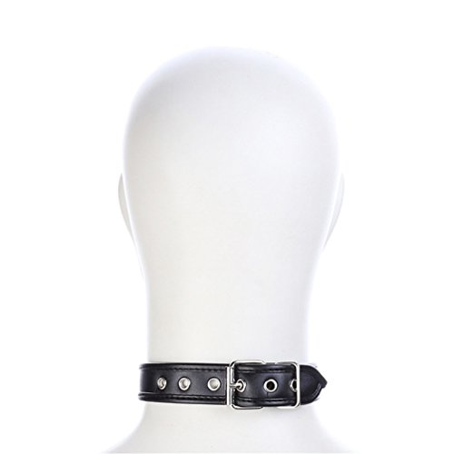 Hanyi Dame Punk Leder SM Halsband mit O-ring Einstellbar Halskette Sklave Sex Spielzeug (Schwarz)