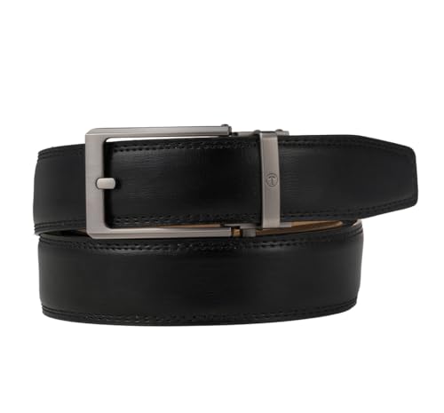 Image of Tonywell Men's Leather Ratchet Belt, 1 3 /8 inch Adjustable Dress Belt, Trim to Fit