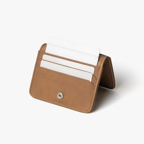 Image of Bellblock Minimal Card Holder for Men /Women | Slim Handcrafted Mens Card Wallet | Upto 8 Cards & Folded Cash | Vegan Leather | Tangerine (Pack of 1)