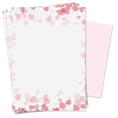 Juego de papel de carta romántico | membretes de carta con sobre | 50 hojas DIN A4 | papel rosa con estampado de corazón | amor boda San Valentín invitación | dv157 | Ya disponible en tu tienda friki favorita! En mundofriki.es!