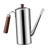 Ioensy Botella de Aceite de Acero Inoxidable, Dispensador de Aceite de Oliva para La Cocina, Jarra con Antigoteo Y Asa Ergonómica, Tapa Protegida, Apta, Mango de Nogal, 700ml