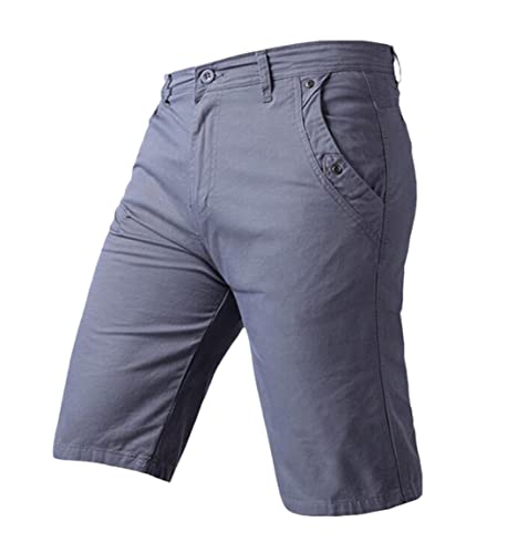 Bermuda homme 100% coton décontracté gris short d'été léger pour vacances et quotidien