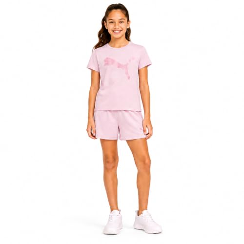 Image of PUMA Girls Athletic Shorts Set - 2 Piece Active Performance TShirt and Gym Bike Kids Shorts Girls Activewear Set (7-14)