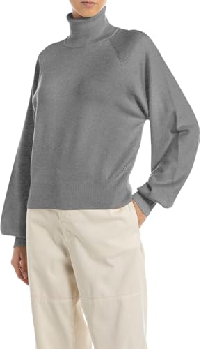 Replay Jersey de Cuello Alto para Mujer, M08 Iron Melange, L