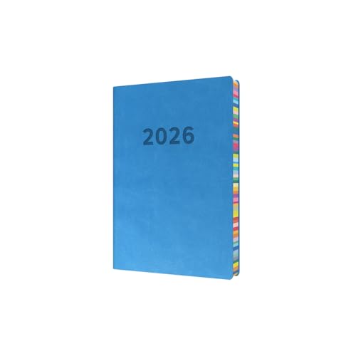 Formato A5 (210 x 148 mm) Collins - Edge Rainbow – Calendario 2026 12 mesi, agenda giornaliera con 1/2 oraria, copertina morbida A5, blu (ED151.U57-26)