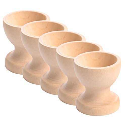 GRIRIW 5pcs Hand Painted Egg Tray Egg Painting Holder Graffiti Egg Holding Cup DIY Egg Cup Holder Children DIY Egg Cup Egg Holder Stand DIY Unfinished Eggs Holder Mini Toys Wooden