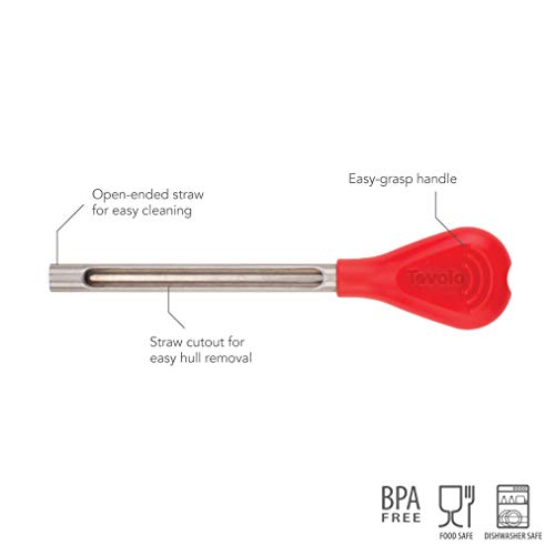 Image of Tovolo Strawberry Huller, Stainless Steel Fruit Huller & Pitter, Reusable Strawberry Stem Remover With Easy-Grip Handle, Dishwasher-Safe & BPA-free