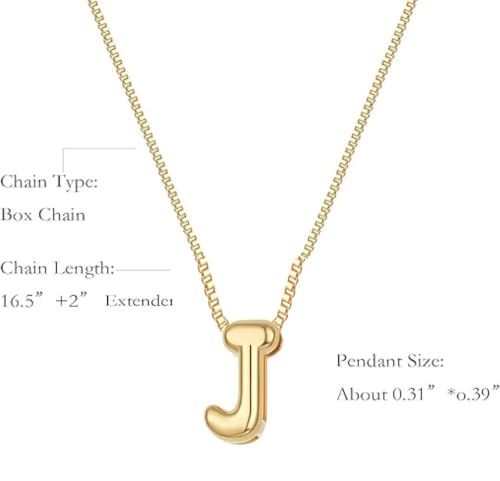 Image of Personalized Bubble Letter Initial Necklace, 14K Gold Plated, Dainty Pendant for Women, Trendy Gold Jewelry